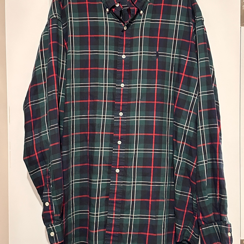Ralph Lauren Green and Red Plaid Button Down Shirt